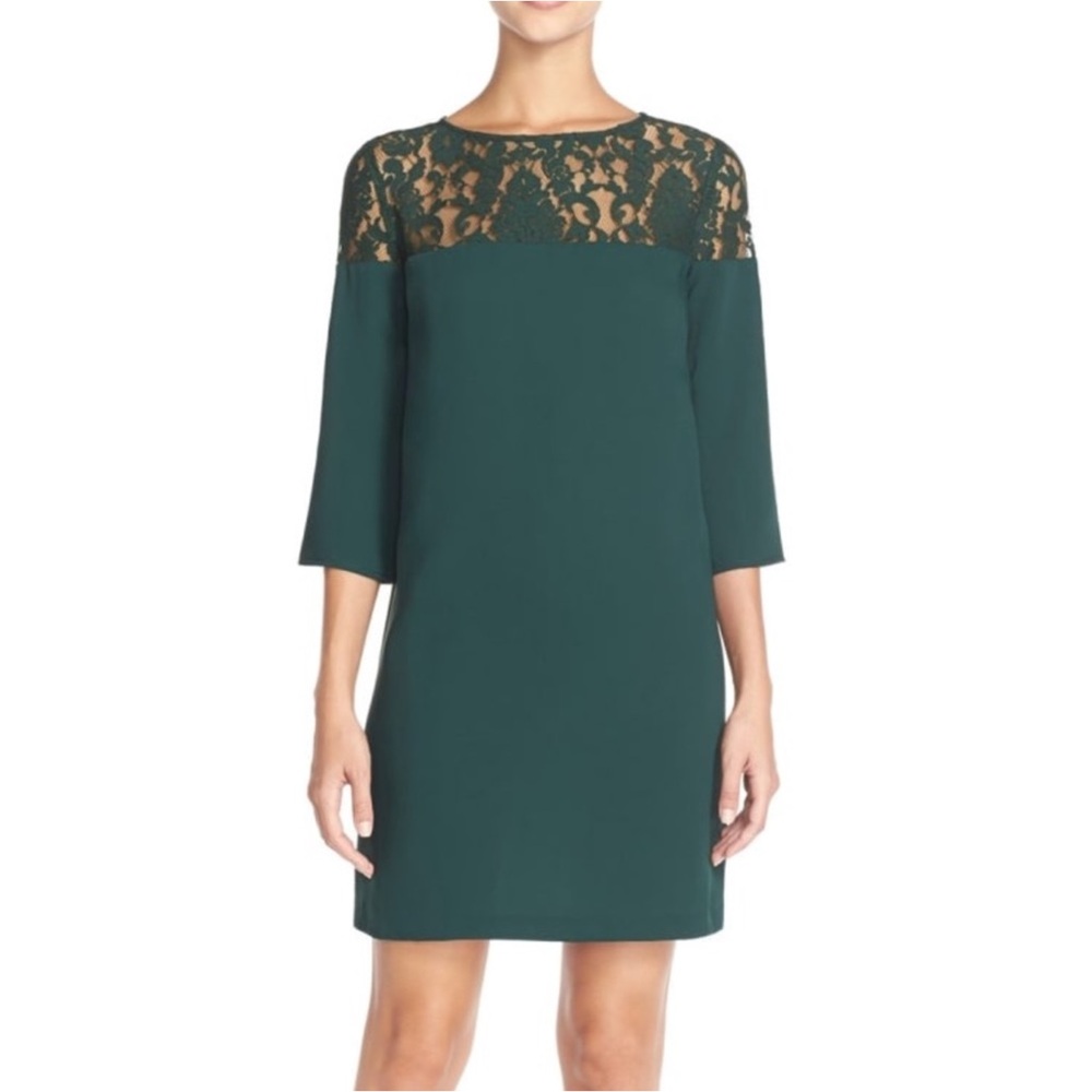 BB Dakota Keagan Dark Green Lace Dress- LG